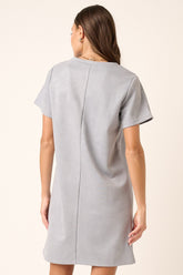 Mittoshop Suede Short Sleeve Mini Dress OutfitFlow